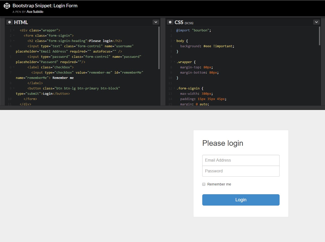  One more  representation of Bootstrap Login Form