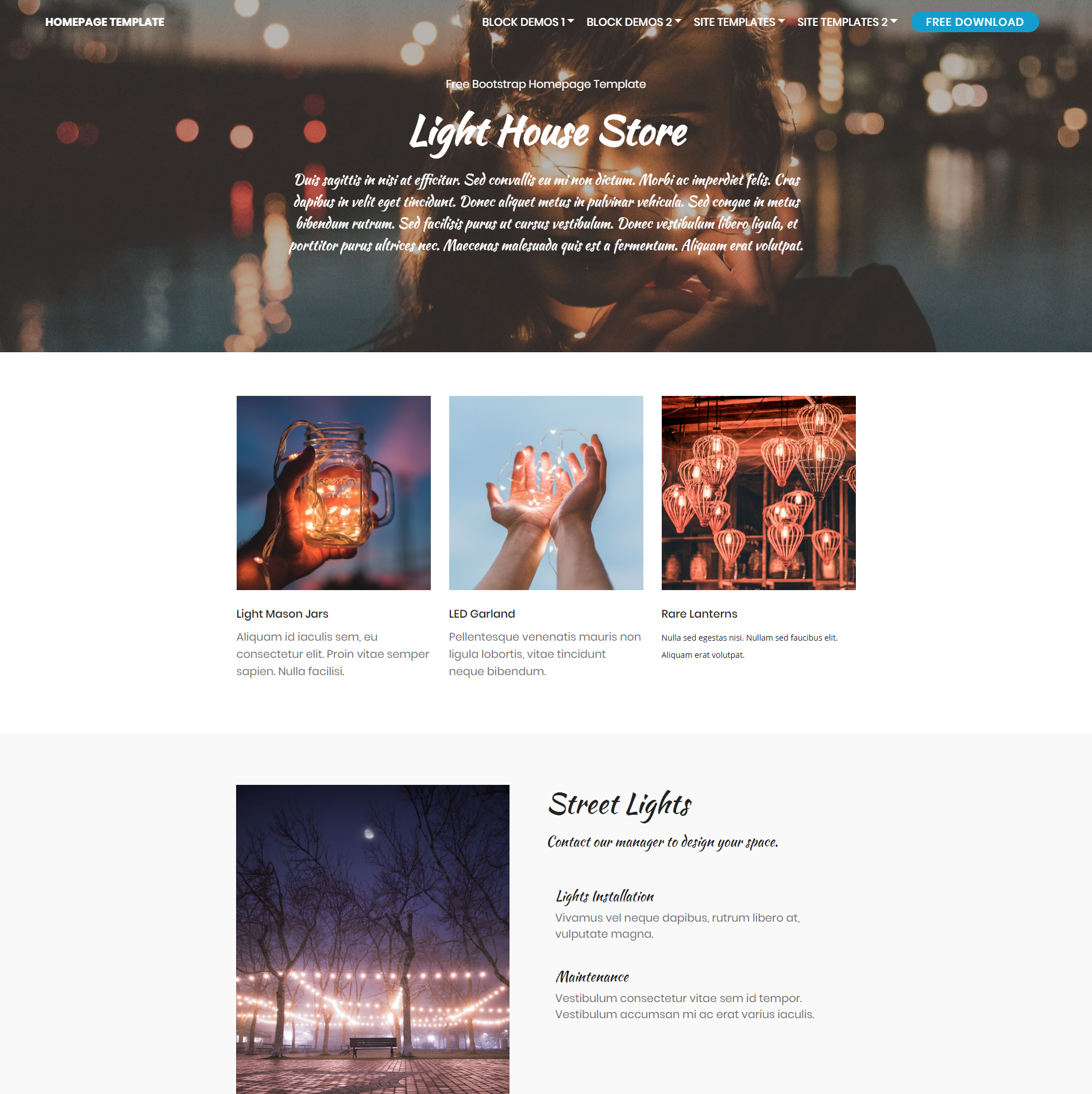 Free Download Bootstrap Homepage Themes