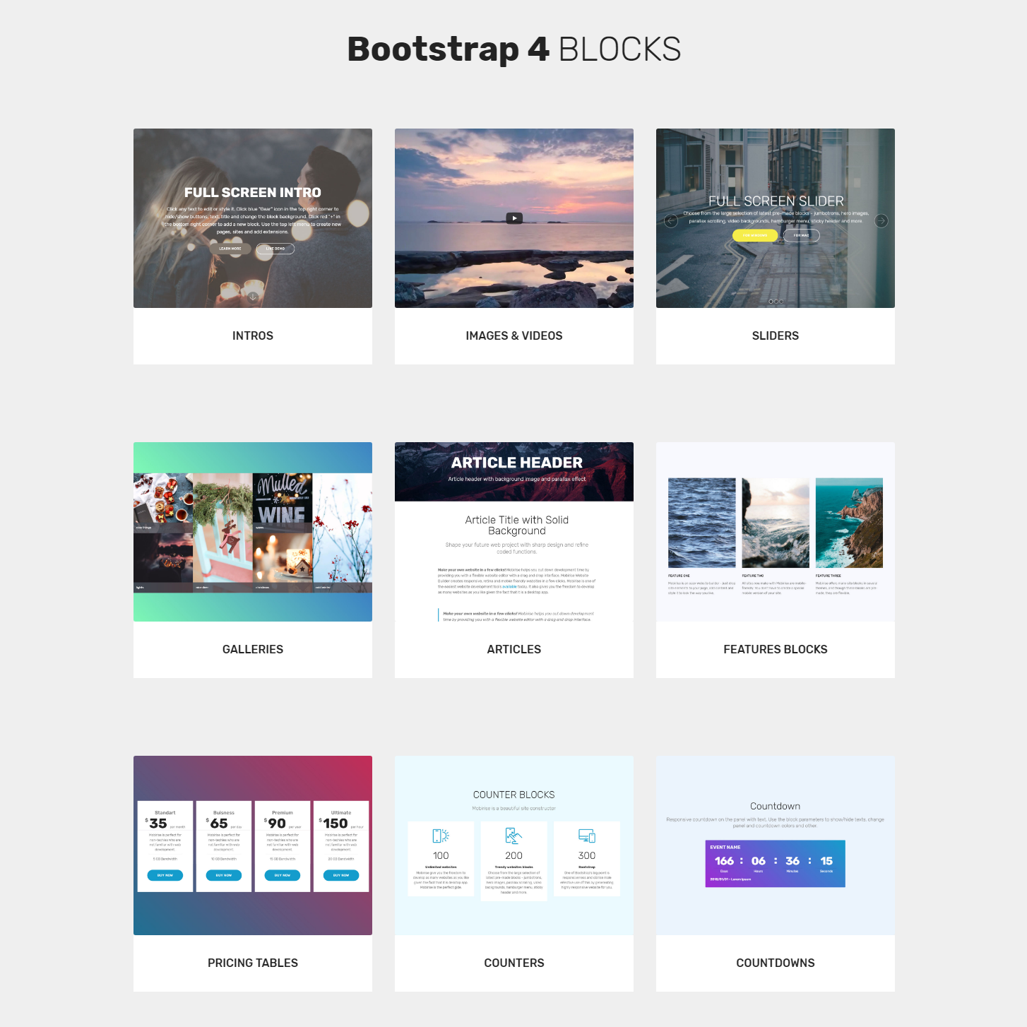 HTML5 Bootstrap Blocks Templates